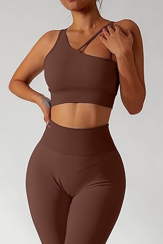 Workout Sets for Women Seamless Sports Crop Tops High Waisted Leggings Two Piece Outfits