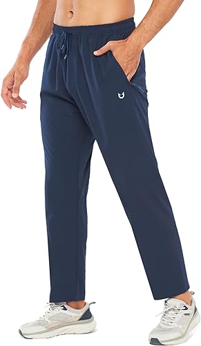 Men’s Athletic Running Joggers Lightweight Hiking Pants Workout Gym Jogging Pants Open Hem Sweatpants