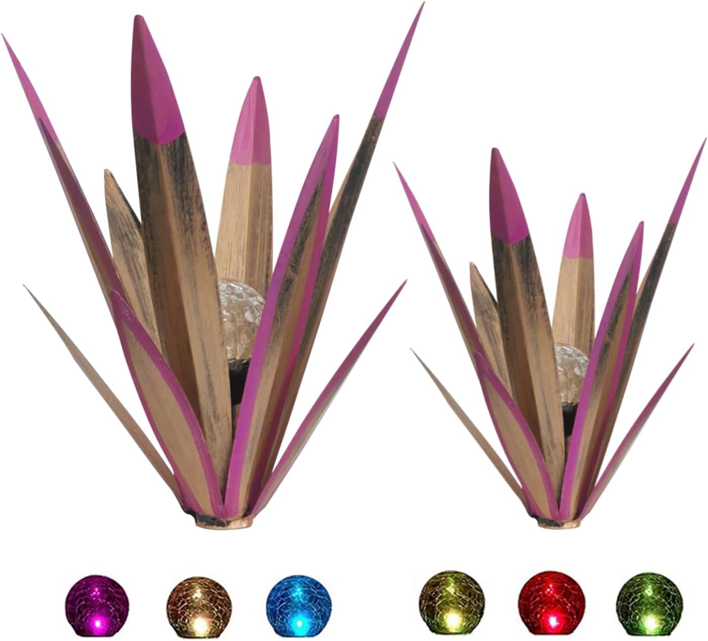 2pcs Tequila Rustic Sculpture Metal Agave Plant Home Decor Rustic Hand Painted Metal Agave Garden Ornaments Outdoor Decor Figurines Home Yard Decorations Lawn Ornaments