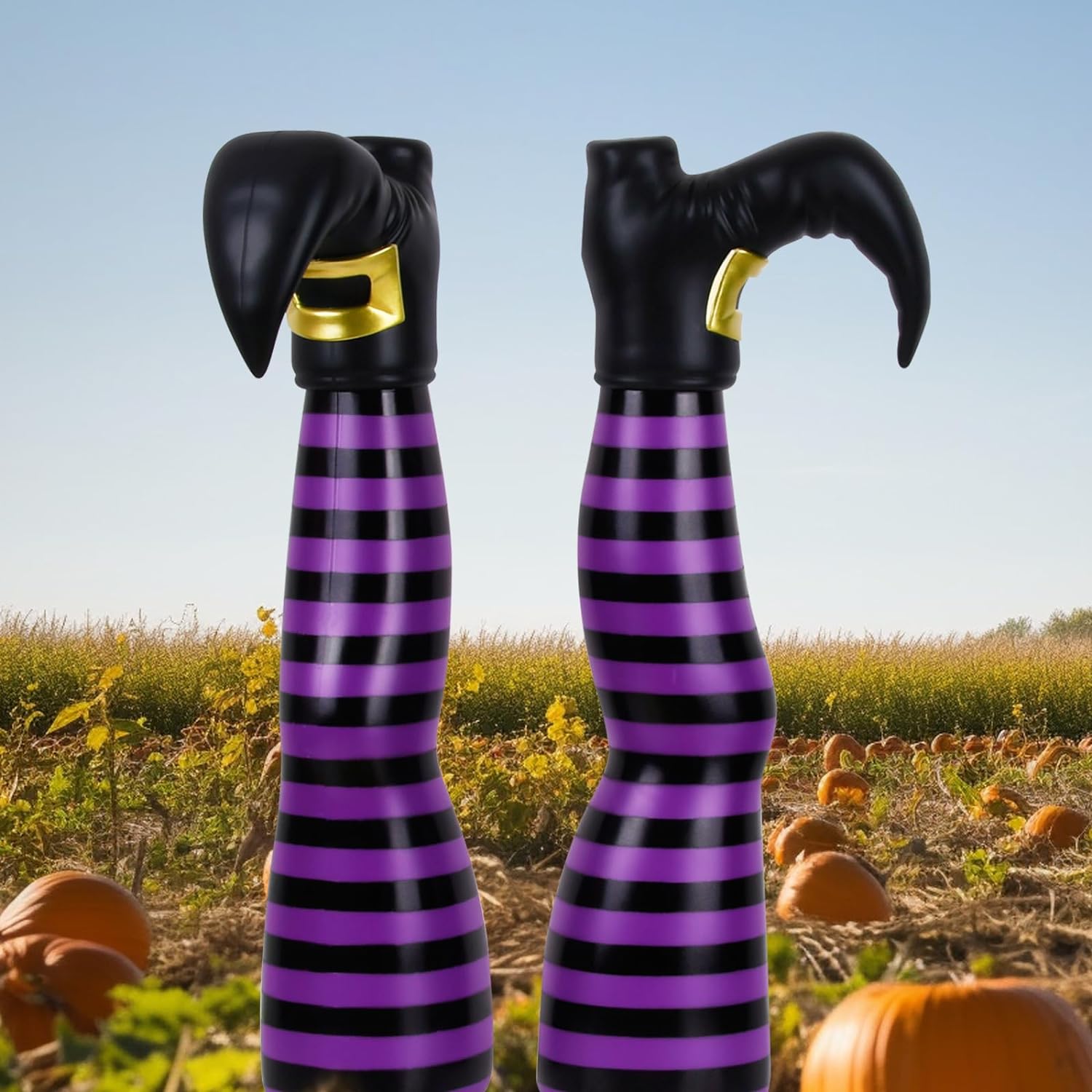 Halloween Witch Legs Yard Stake Decoration,17” Upright Witch Leg Fearless of Wind and Rain,Sturdy 3D Shape Leg Suitable for Courtyards,Lawns and Halloween Home Decorations (Purple)