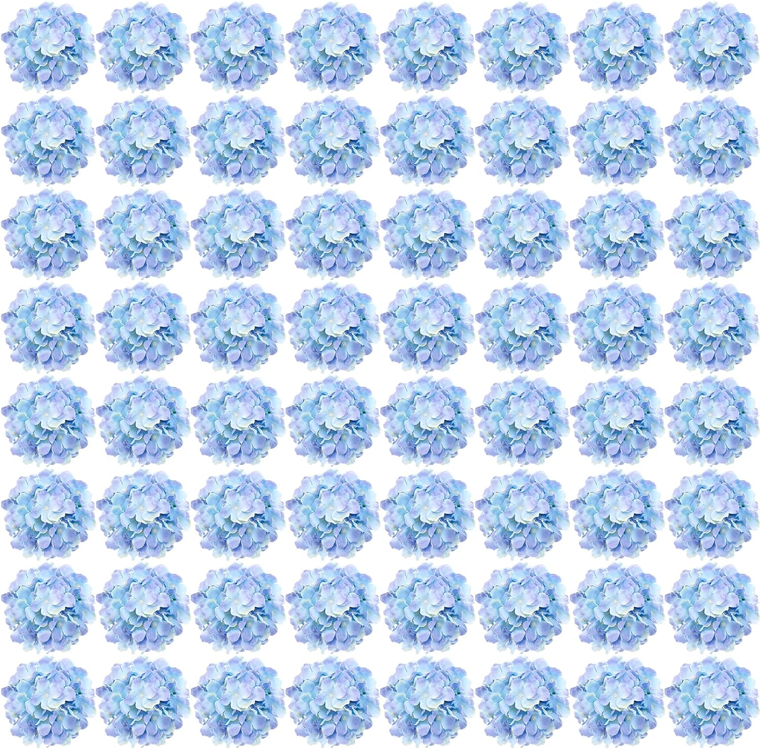 64 PCS Full Artificial Hydrangea Flowers, Blue Purple Silk Hydrangea Heads with Stems, Fake Flowers for Wedding Centerpieces, Baby Shower, Home, Garden, Party Decoration (Blue Purple)